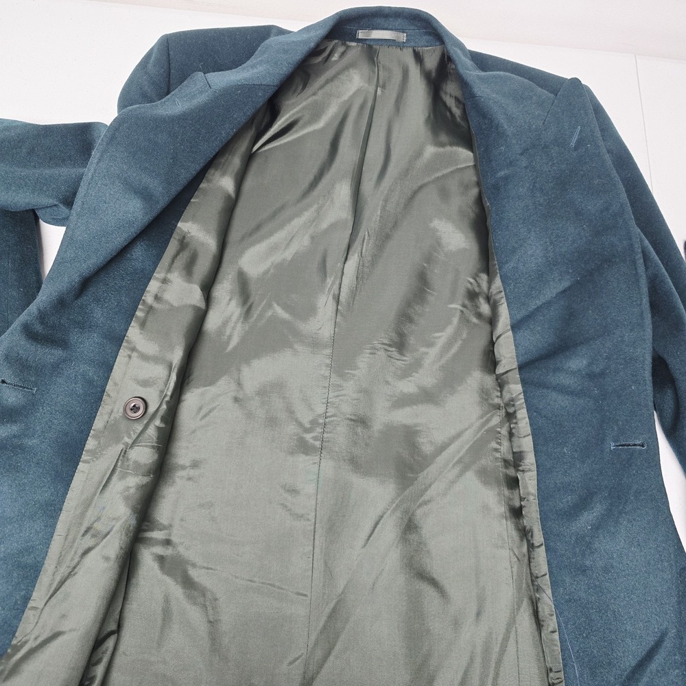 Burberrys England Blazer Jacket Size 10 Wool Cashmere Double Breasted Green Prep - Picture 10 of 16